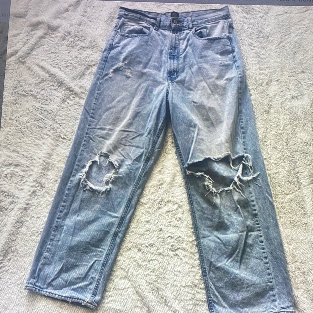 Urban Outfitters Light Blue Distressed Relaxed Jeans